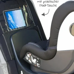 Autositz-Schutzunterlage für Reboarder mit IPad-Tasche - Schwarz