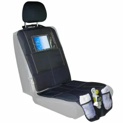 Autositz-Schutzunterlage für Reboarder mit IPad-Tasche - Schwarz
