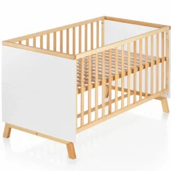 Baby- und Kinderbett Designline Deluxe Buche teilmassiv 70 x 140 cm - Natur Weiß