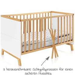 Baby- und Kinderbett Designline Deluxe Buche teilmassiv 70 x 140 cm - Natur Weiß