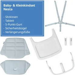 Baby- und Kleinkindset für Nesta Hochstuhl ab 6 Monate - 3 Jahre - Beyond Sky Grey - Kollektion 2025