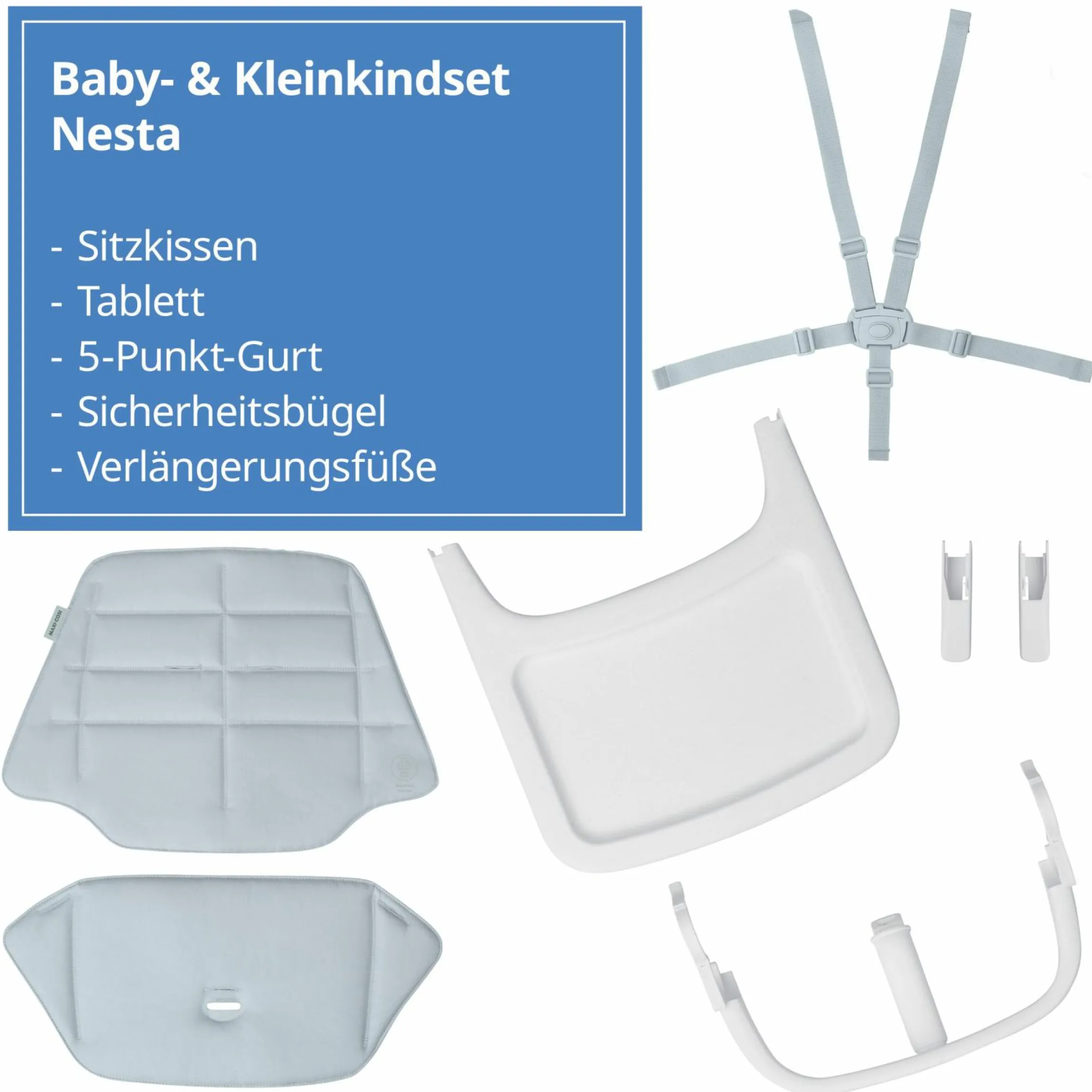Baby- und Kleinkindset für Nesta Hochstuhl ab 6 Monate - 3 Jahre - Beyond Sky Grey - Kollektion 2025