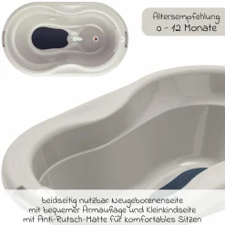 Baby-Badewanne Tilo - mit Anti-Rutschmatte - Cappuccino