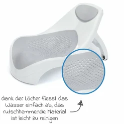 Baby-Badewannensitz Delfin mit ergonomischer Form inkl. Mull-Waschhandschuh 6er Pack - Grau
