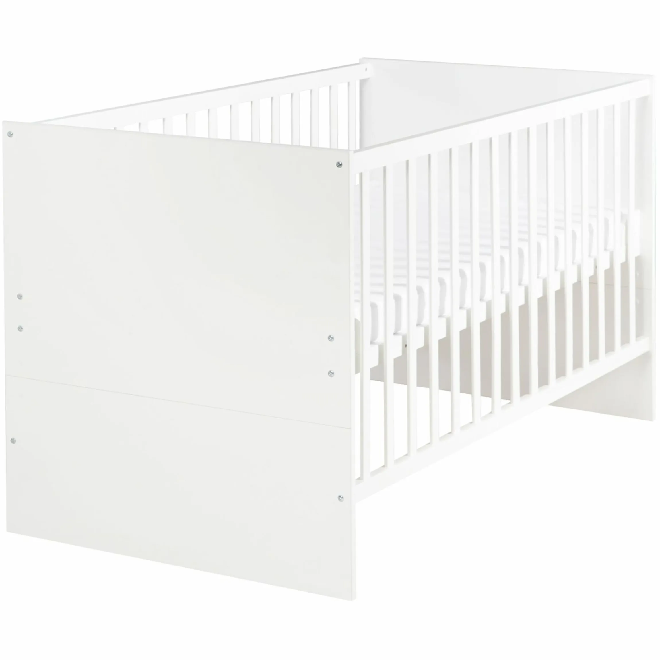 Babybett und Kinderbett Anton mit 3-fach höhenverstellbarem Lattenrost und 3 Schlupfsprossen 70 x 140 cm - Weiß - Kollektion 2024
