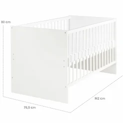 Babybett und Kinderbett Anton mit 3-fach höhenverstellbarem Lattenrost und 3 Schlupfsprossen 70 x 140 cm - Weiß - Kollektion 2024
