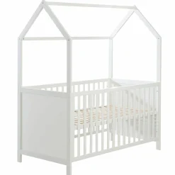 Babybett und Kinderbett in Hausoptik 70 x 140 cm - Weiß