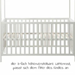 Babybett und Kinderbett in Hausoptik 70 x 140 cm - Weiß