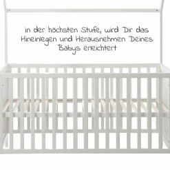 Babybett und Kinderbett in Hausoptik 70 x 140 cm - Weiß