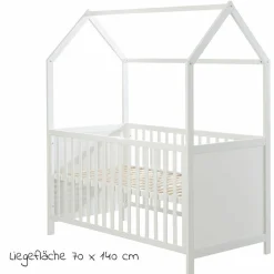 Babybett und Kinderbett in Hausoptik 70 x 140 cm - Weiß