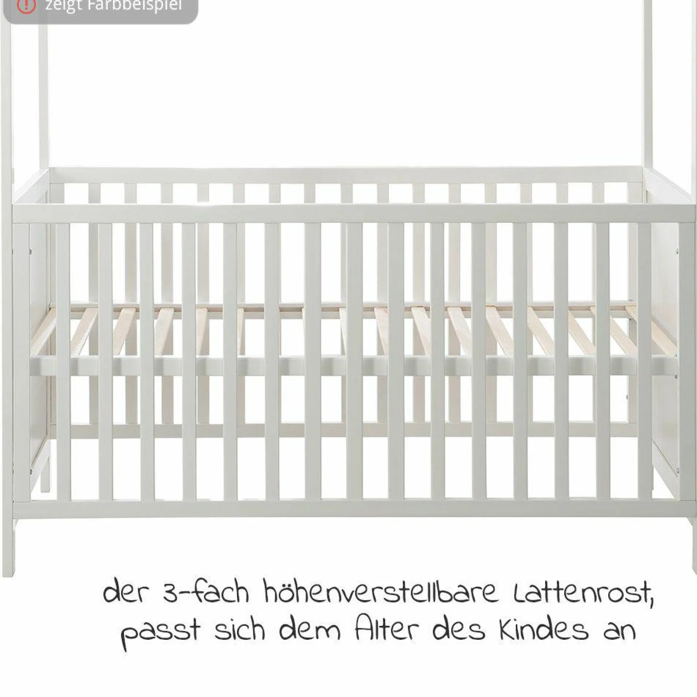 Babybett und Kinderbett in Hausoptik 70 x 140 cm - Natur Weiß