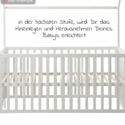 Babybett und Kinderbett in Hausoptik 70 x 140 cm - Natur Weiß