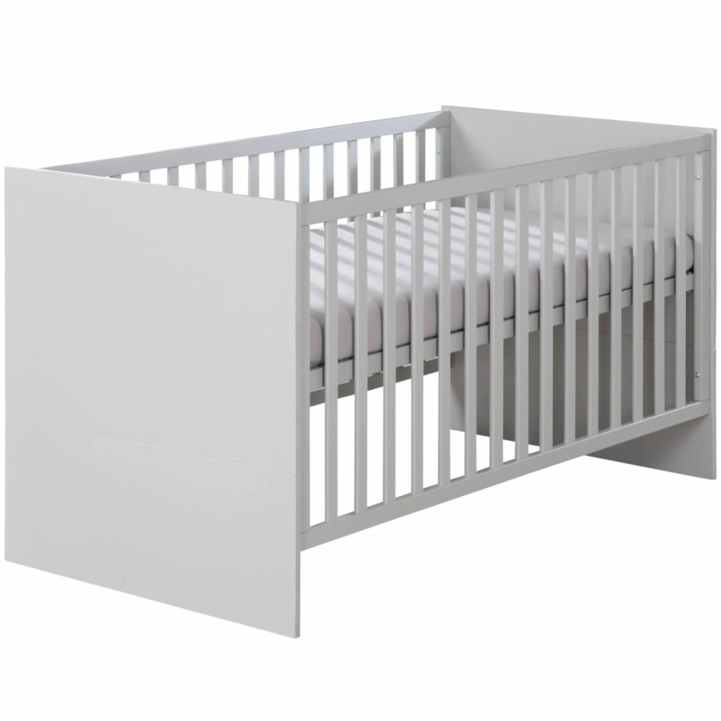 Babybett und Kinderbett Lea mit 3-fach höhenverstellbarem Lattenrost und 3 Schlupfsprossen 70 x 140 cm - Grau - Kollektion 2024