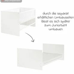 Babybett und Kinderbett Lea mit 3-fach höhenverstellbarem Lattenrost und 3 Schlupfsprossen 70 x 140 cm - Grau - Kollektion 2024