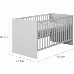 Babybett und Kinderbett Lea mit 3-fach höhenverstellbarem Lattenrost und 3 Schlupfsprossen 70 x 140 cm - Grau - Kollektion 2024
