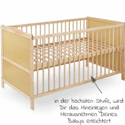 Babybett und Kinderbett Leni 70 x 140 cm - Natur