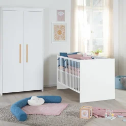 Babybett und Kinderbett Lilo mit 3-fach höhenverstellbarem Lattenrost und 3 Schlupfsprossen 70 x 140 cm - Weiß - Kollektion 2024