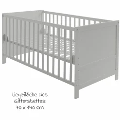 Babybett und Kinderbett mit 3-fach höhenverstellbarem Lattenrost und 3 Schlupfsprossen 70 x 140 cm - Taupe - Kollektion 2024
