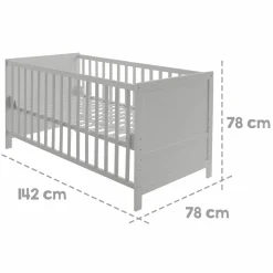 Babybett und Kinderbett mit 3-fach höhenverstellbarem Lattenrost und 3 Schlupfsprossen 70 x 140 cm - Taupe - Kollektion 2024