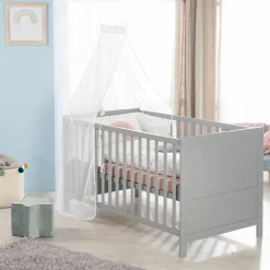 Babybett und Kinderbett mit 3-fach höhenverstellbarem Lattenrost und 3 Schlupfsprossen 70 x 140 cm - Taupe - Kollektion 2024