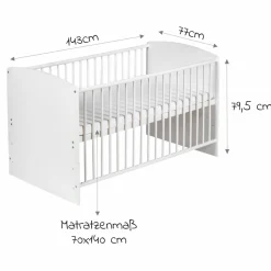 Babybett-Komplett-Set Classic-Line inkl. Bettwäsche, Himmel, Nestchen & Matratze Weiß 70 x 140 cm - Origami - Black