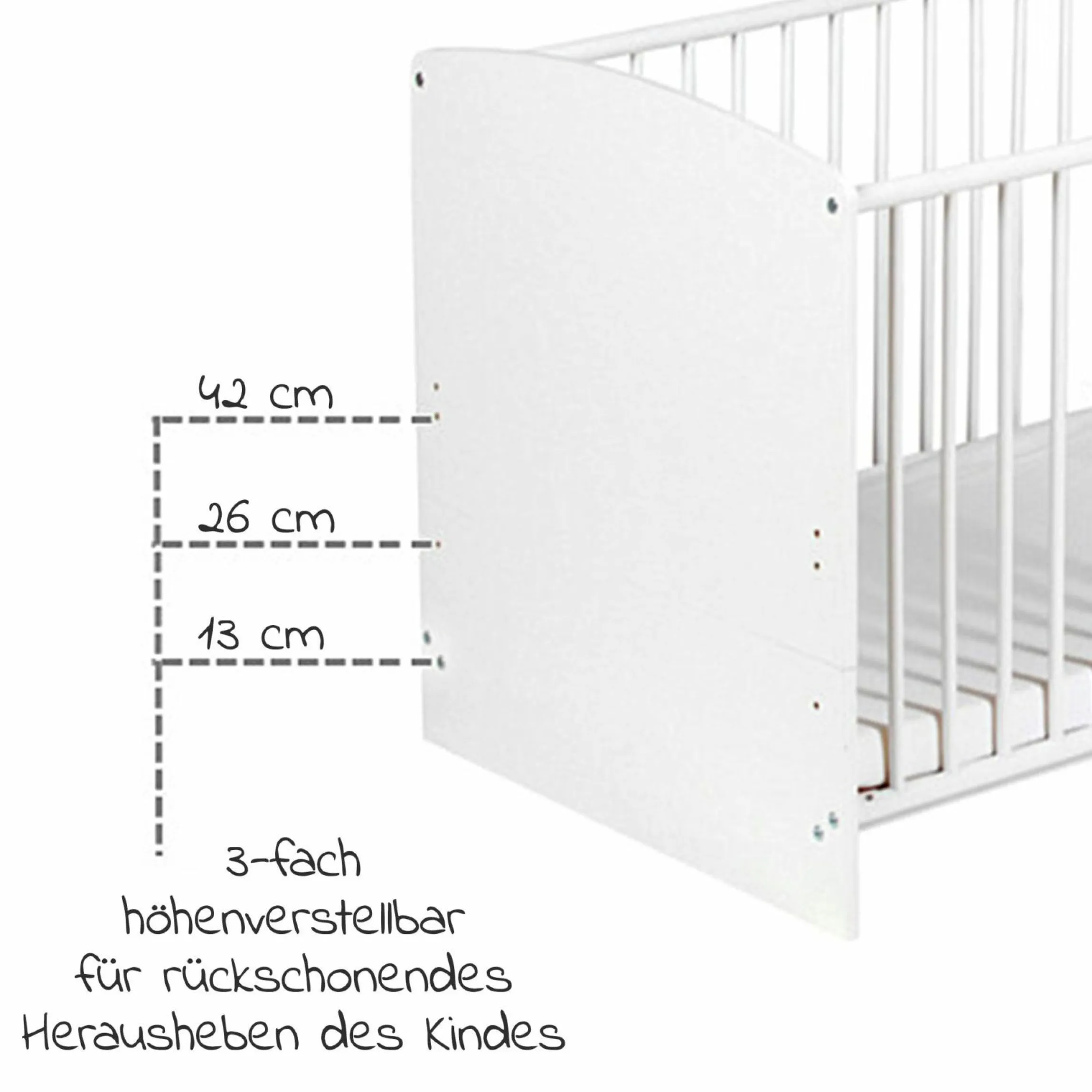 Babybett-Komplett-Set Classic-Line inkl. Bettwäsche, Himmel, Nestchen & Matratze Weiß 70 x 140 cm - Origami - Black