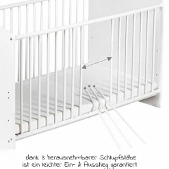 Babybett-Komplett-Set Classic-Line inkl. Bettwäsche, Himmel, Nestchen & Matratze Weiß 70 x 140 cm - Origami - Black