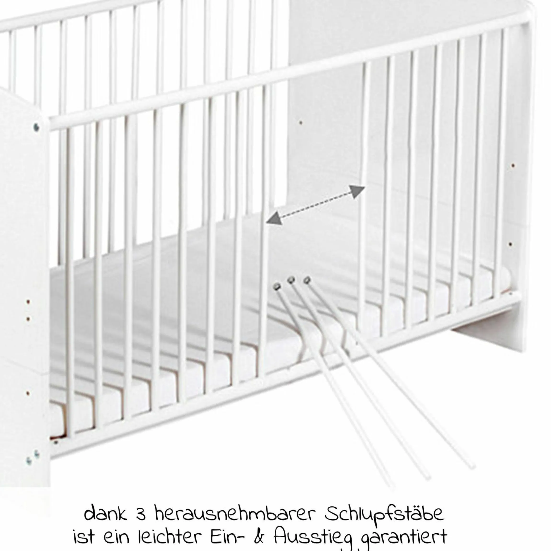 Babybett-Komplett-Set Classic-Line inkl. Bettwäsche, Himmel, Nestchen & Matratze Weiß 70 x 140 cm - Origami - Black