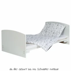 Babybett-Komplett-Set Classic-Line inkl. Bettwäsche, Himmel, Nestchen & Matratze Weiß 70 x 140 cm - Origami - Black