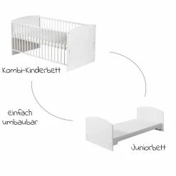 Babybett-Komplett-Set Classic-Line inkl. Bettwäsche, Himmel, Nestchen & Matratze Weiß 70 x 140 cm - Jungle