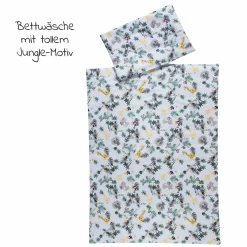 Babybett-Komplett-Set Classic-Line inkl. Bettwäsche, Himmel, Nestchen & Matratze Weiß 70 x 140 cm - Jungle
