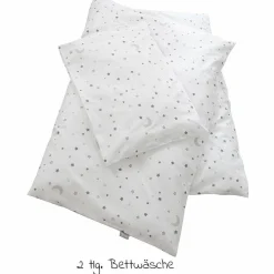 Babybett-Komplett-Set Taupe - inkl. Bettwäsche, Himmel, Nestchen & Matratze 70 x 140 cm - Sternenzauber Grau
