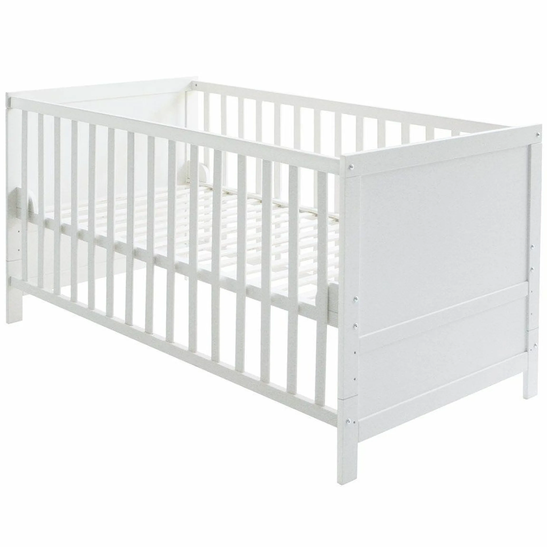 Babybett-Komplett-Set Weiß - inkl. Bettwäsche, Himmel, Nestchen & Matratze 70 x 140 cm - Sternenzauber Grau