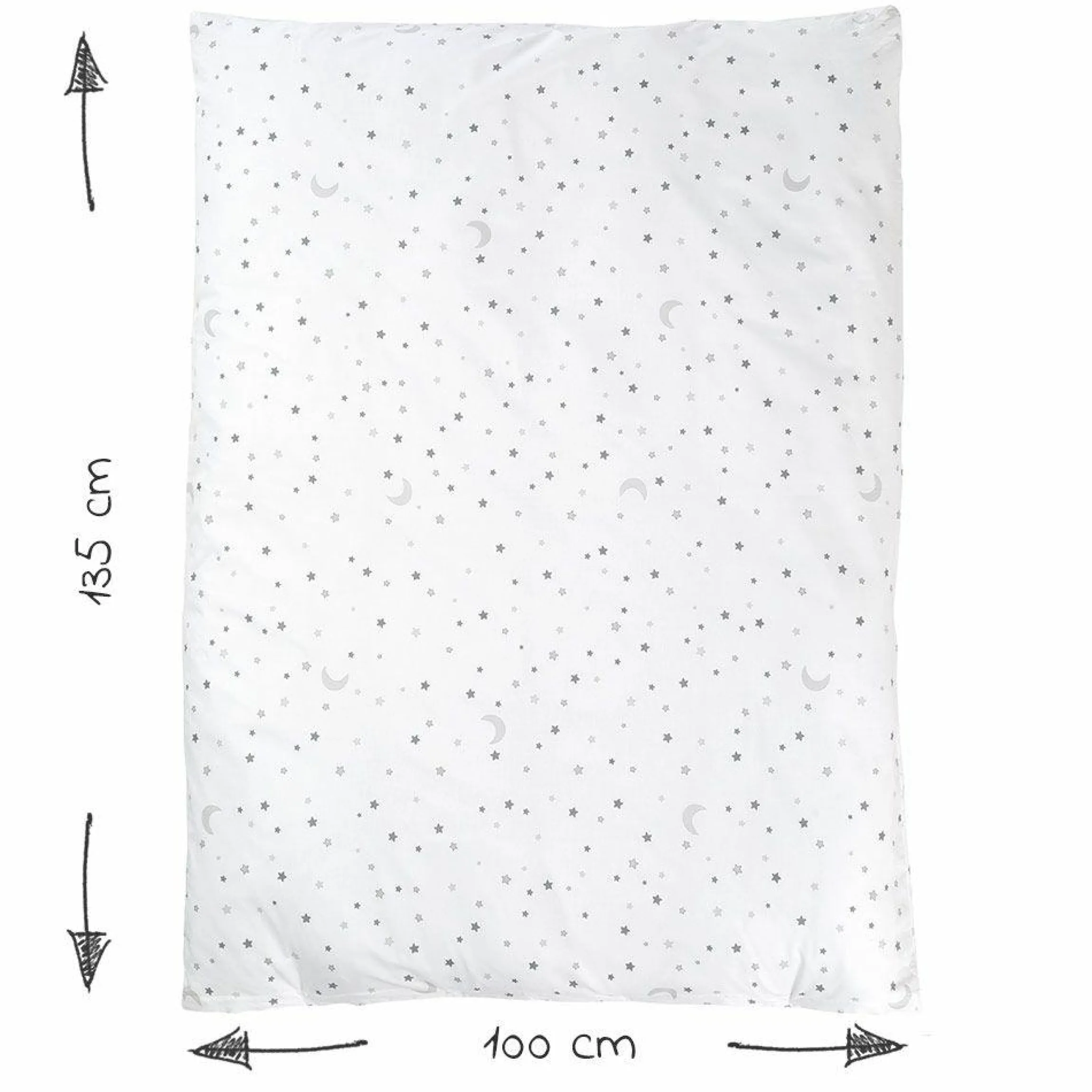 Babybett-Komplett-Set Weiß - inkl. Bettwäsche, Himmel, Nestchen & Matratze 70 x 140 cm - Sternenzauber Grau
