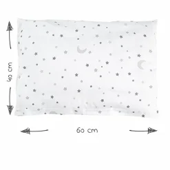 Babybett-Komplett-Set Weiß - inkl. Bettwäsche, Himmel, Nestchen & Matratze 70 x 140 cm - Sternenzauber Grau
