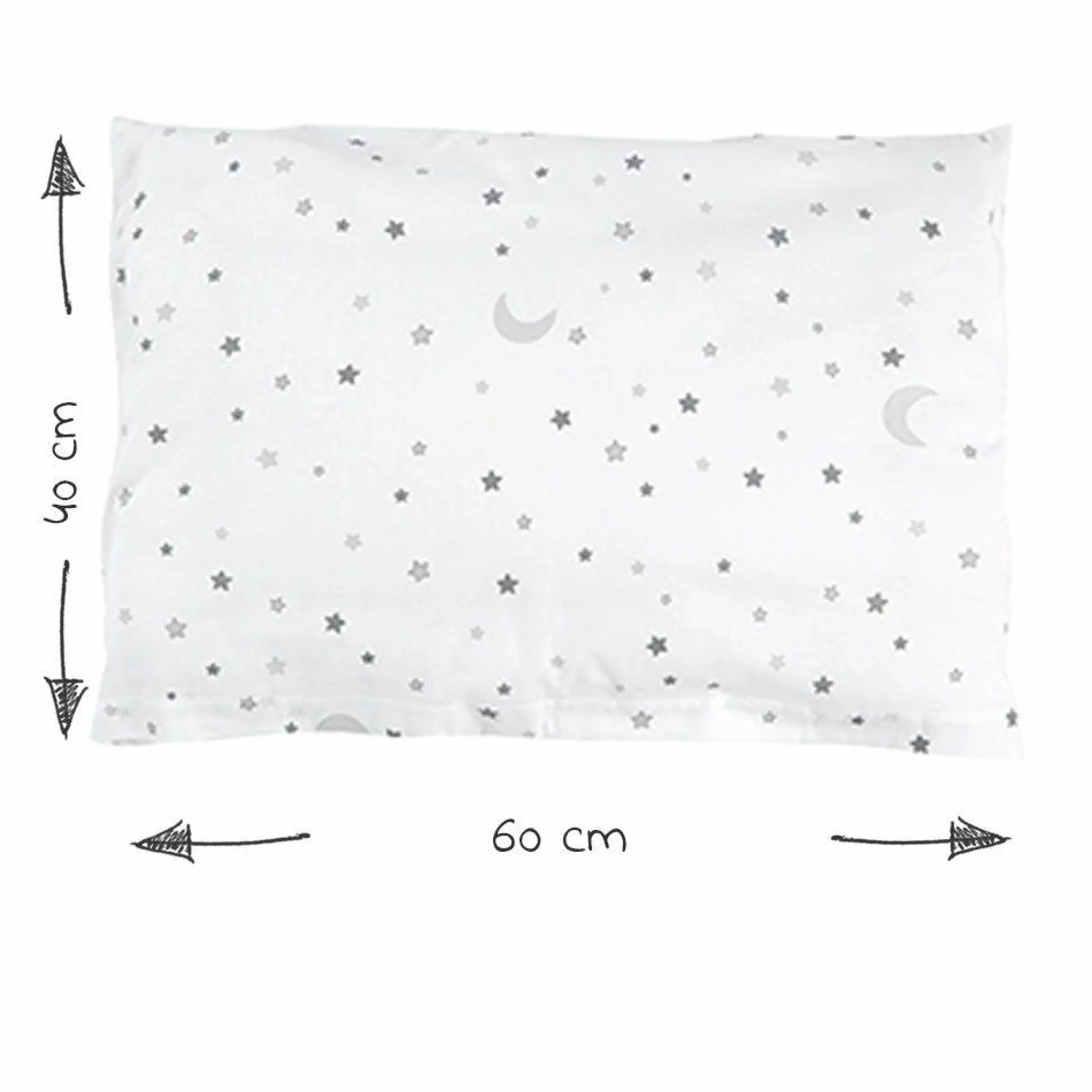 Babybett-Komplett-Set Weiß - inkl. Bettwäsche, Himmel, Nestchen & Matratze 70 x 140 cm - Sternenzauber Grau