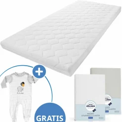 Babybett-Matratze Baby Soft 60 x 120 cm inkl. 2 Spannbettlaken + GRATIS Strampler & Shirt - Let`s have a Party
