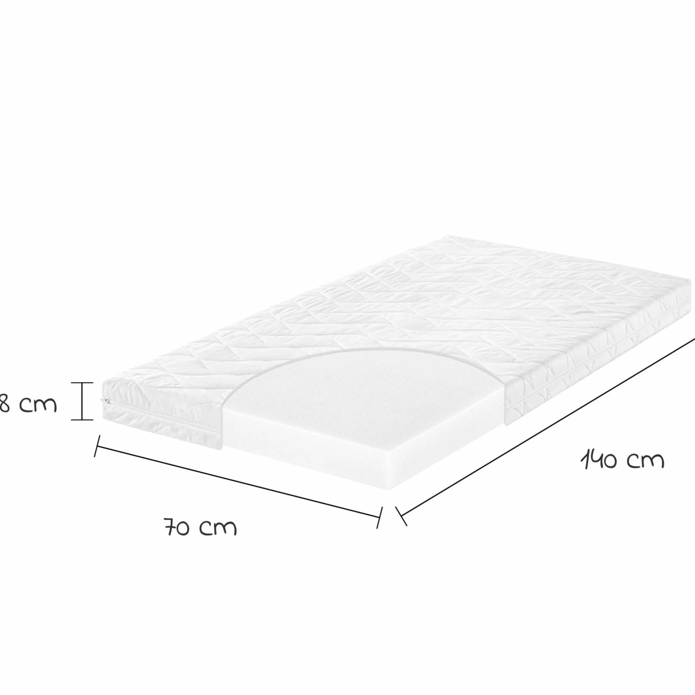 Babybett-Matratze Jan 70 x 140 cm inkl. 2 Spannbettlaken + GRATIS Body 4er Pack - Let`s have a Party