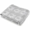 Babydecke 75 x 100 cm in Strickoptik aus Baumwolle - Elefanten - Grau Weiß