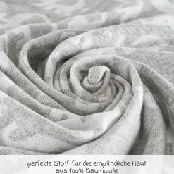 Babydecke 75 x 100 cm in Strickoptik aus Baumwolle - Elefanten - Grau Weiß