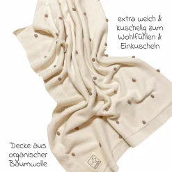 Babydecke Knots in Strickoptik aus 100% Organic Cotton 80 x 100 cm - Creme / Knots Light Brown