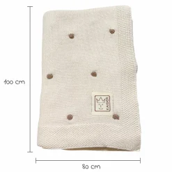 Babydecke Knots in Strickoptik aus 100% Organic Cotton 80 x 100 cm - Creme / Knots Light Brown