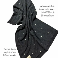 Babydecke Knots in Strickoptik aus 100% Organic Cotton 80 x 100 cm - Dark Grey Melange / Knots Natural
