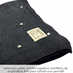 Babydecke Knots in Strickoptik aus 100% Organic Cotton 80 x 100 cm - Dark Grey Melange / Knots Natural