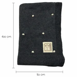 Babydecke Knots in Strickoptik aus 100% Organic Cotton 80 x 100 cm - Dark Grey Melange / Knots Natural