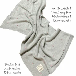 Babydecke Knots in Strickoptik aus 100% Organic Cotton 80 x 100 cm - Light Grey / Knots Rosa