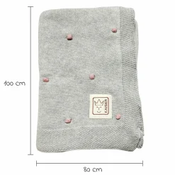 Babydecke Knots in Strickoptik aus 100% Organic Cotton 80 x 100 cm - Light Grey / Knots Rosa