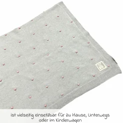 Babydecke Knots in Strickoptik aus 100% Organic Cotton 80 x 100 cm - Light Grey / Knots Rosa
