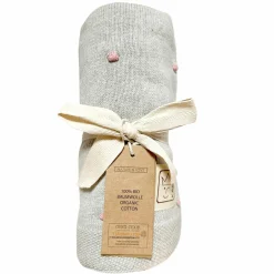 Babydecke Knots in Strickoptik aus 100% Organic Cotton 80 x 100 cm - Light Grey / Knots Rosa