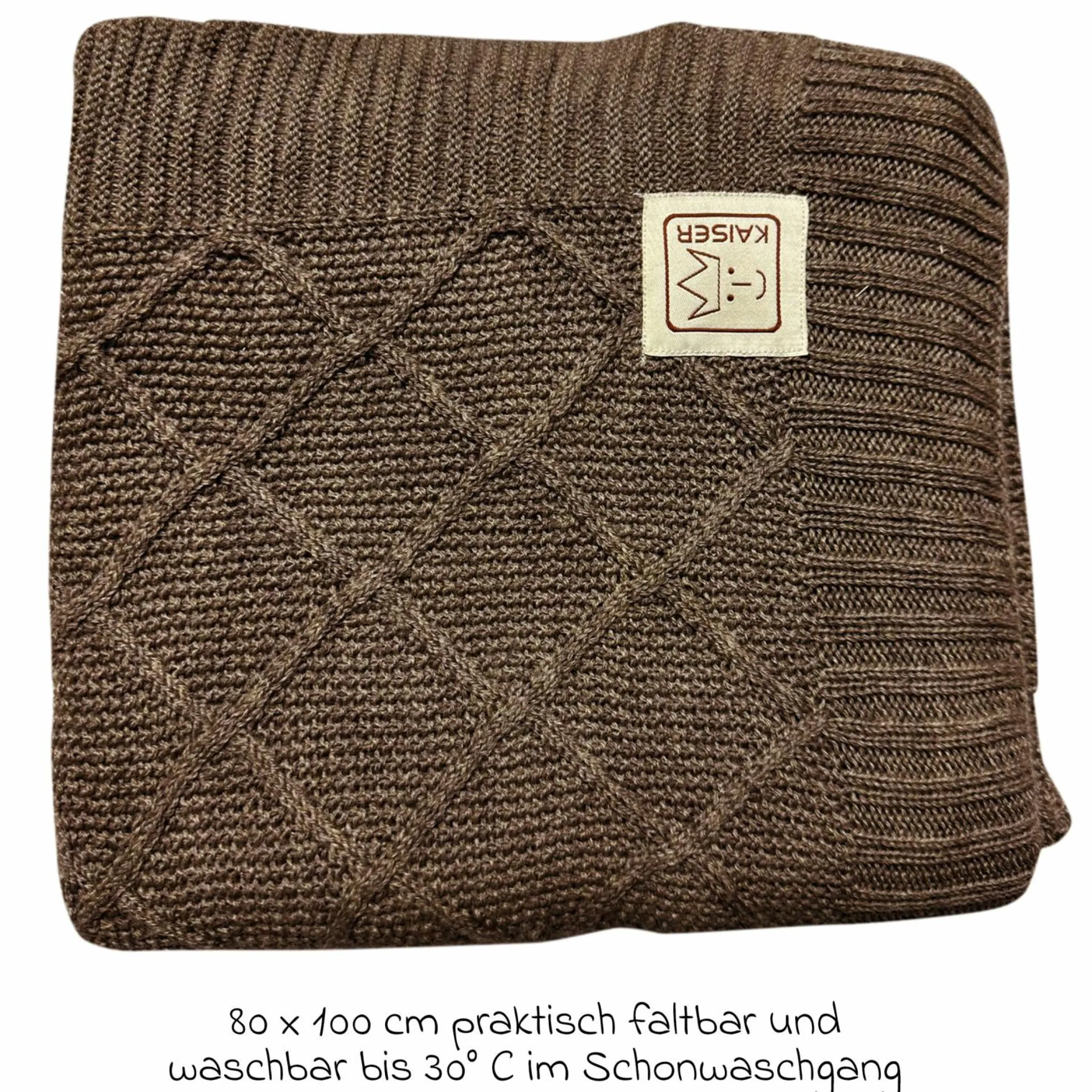 Babydecke Wool in Strickoptik aus 100% Merino Wolle 80 x 100 cm - Latte´
